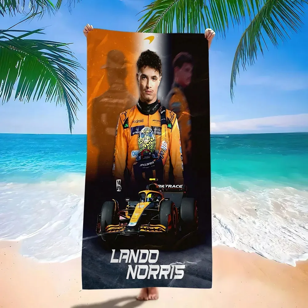 Serviette de plage Lando Norris F1, impression 2D, accessoire de maison, thème de course automobile, thème de sport automobile, attrayante, durable, utilisation en plage et en piscine