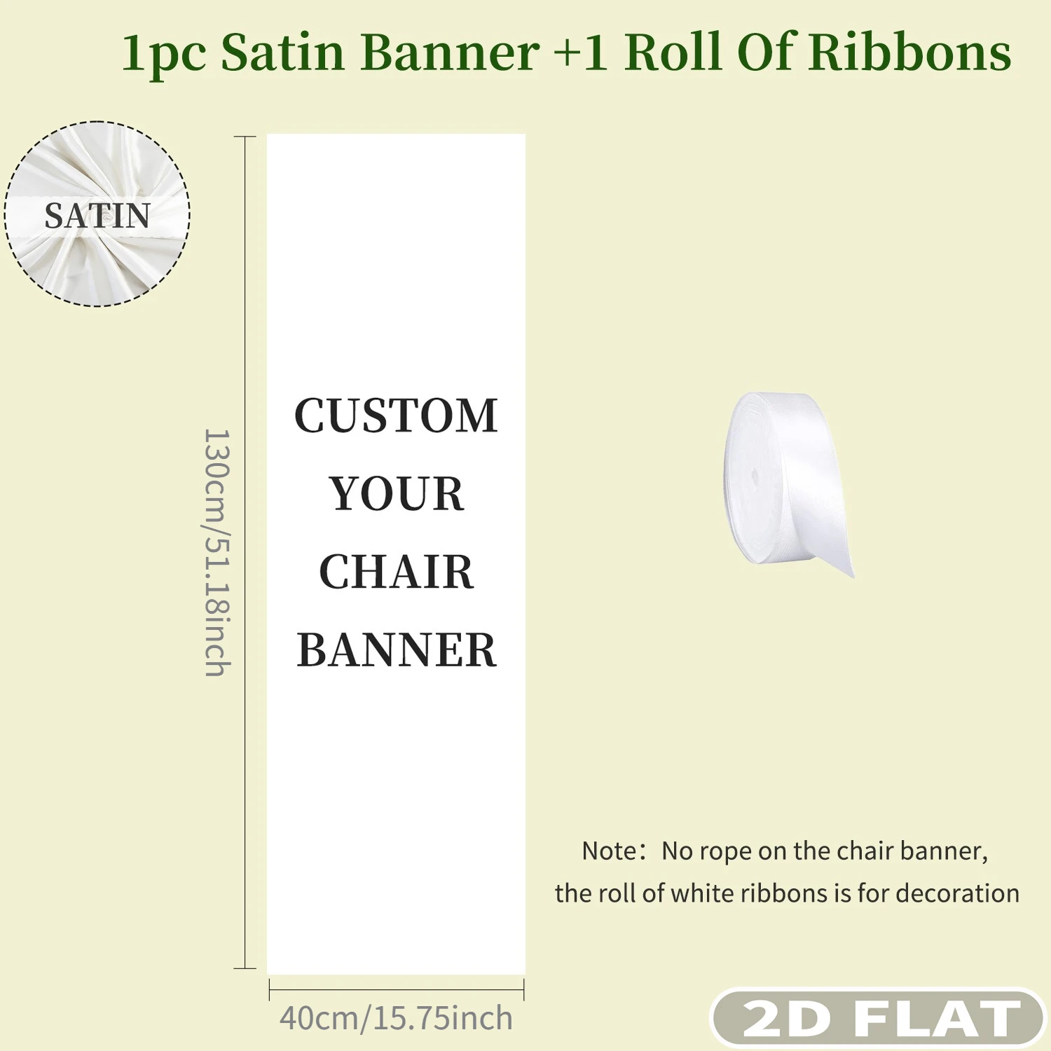 1pc Custom 2D FLAT Satin Memorial Wedding Chair Banner In Loving Memory, Reserved Seat Sign
