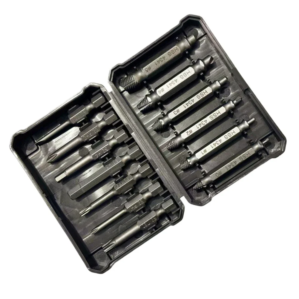 Silver as Pictured Screw Extractor Set Left And Right Thread Use Deep Recess Reach 4341 45 Steel Compact Plastic Case