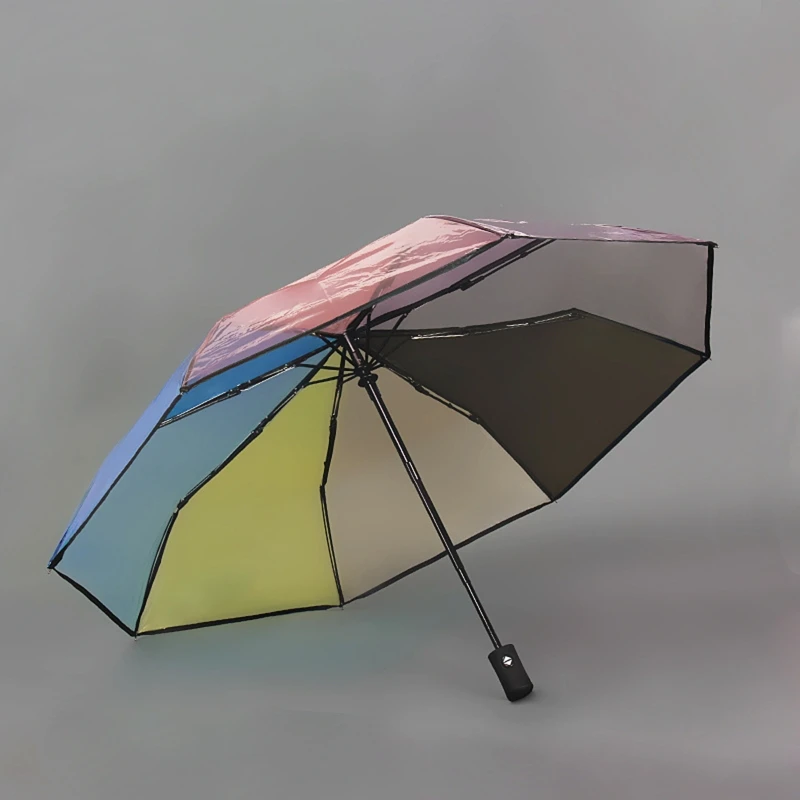 for Creative Umbrella Durable Transparent Folding Umbrella 8/10 Ribs Tear Resistant Windproof Portable Umbrella for Trav