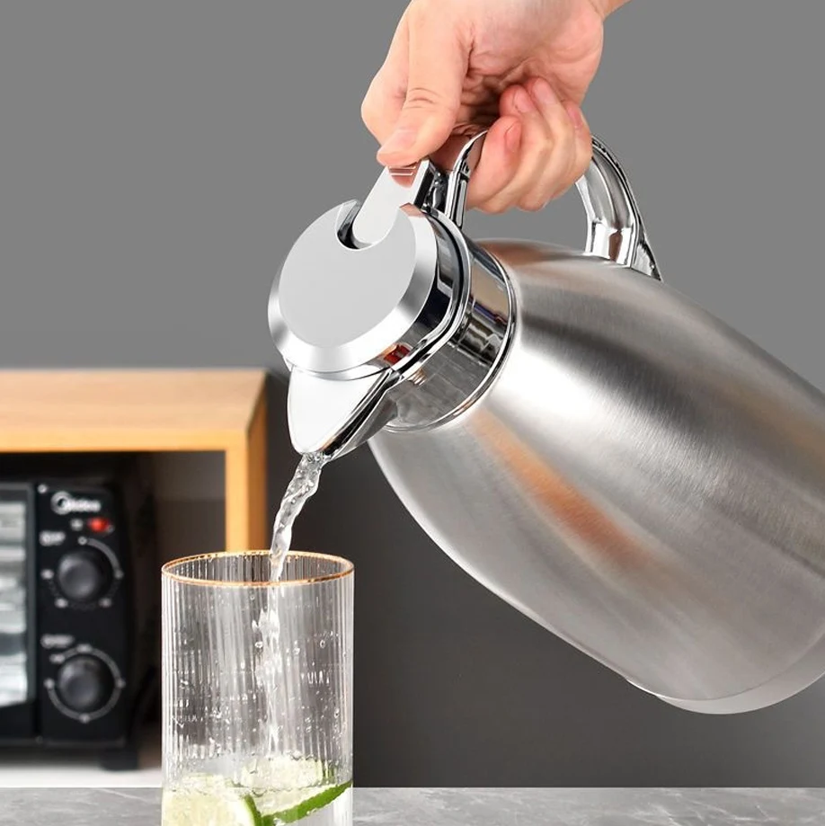 Picture 4: Large Capacity 2.3 Liter 304 Stainless Steel Vacuum Flask Insulated Teapot Coffee Kettle Jug Handle Travel Kettle Thermos Bottle