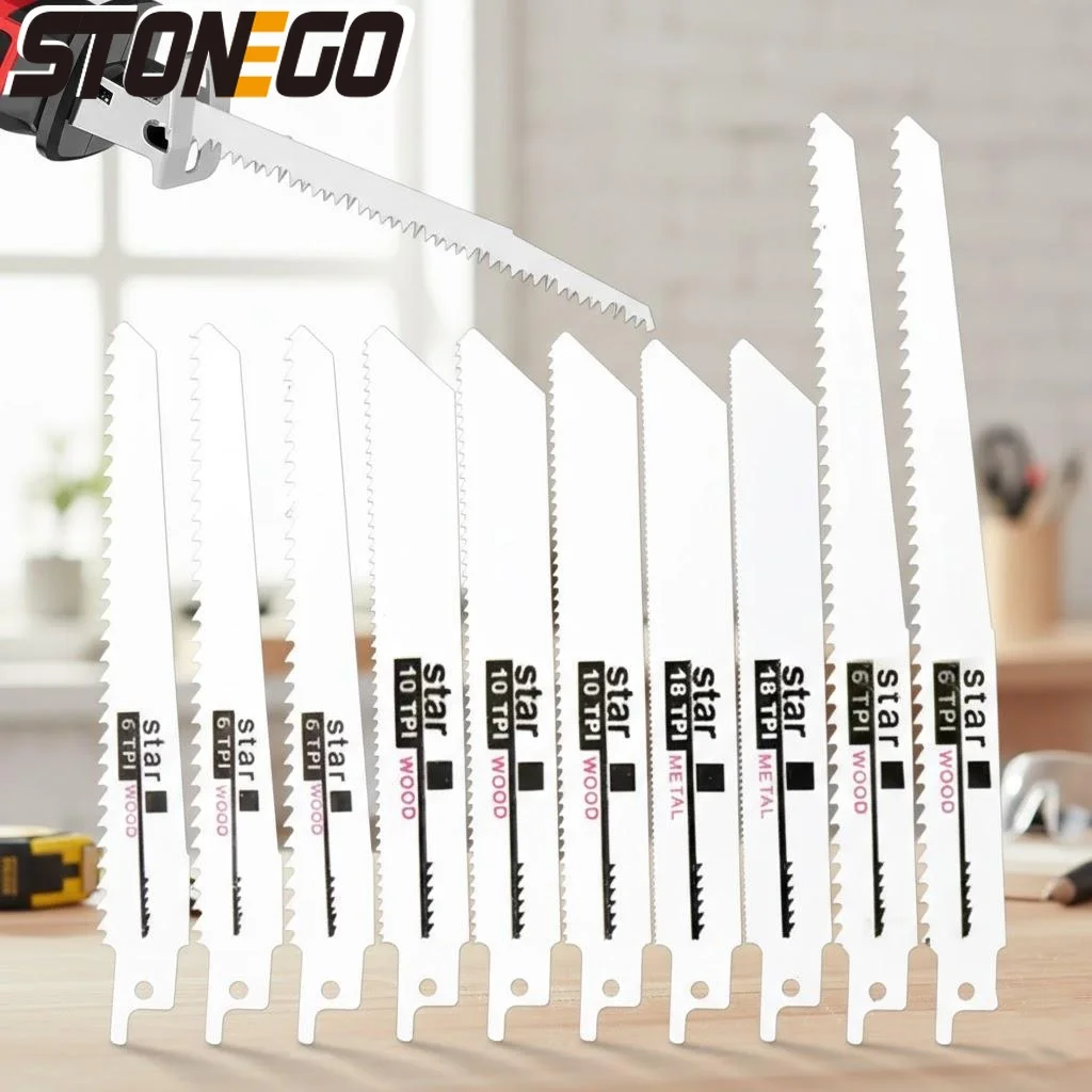

10pcs Reciprocating Saw Blades Set High Carbon Steel for Wood Plastic Metal Cutting Pruning Tool Accessories