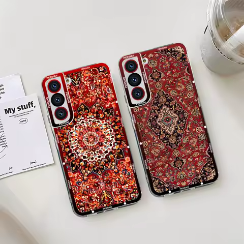 Persian Carpet Floral Pattern Phone Case Clear For Samsung S23 S20 S21 S22 A11 A13 A22 A31 A32 A51 A52 Plus Ultra Angel Eyes Coq