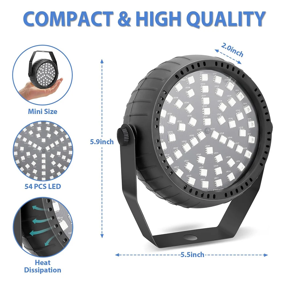 6PCS/Set Strobe Lights, 54LED Super-Bright RGB LED Mini Strobe Light for Parties, Christmas Halloween Strobe Lights with Remote