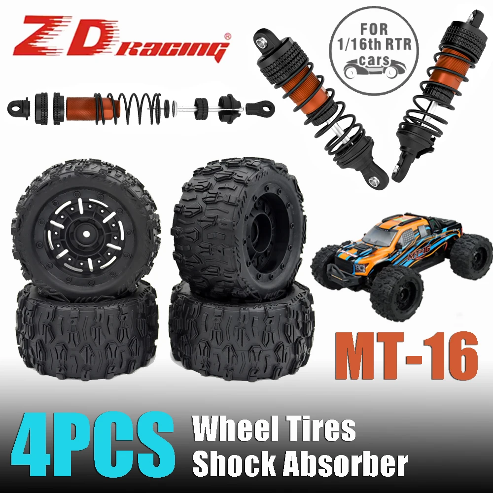 

ZD Racing 4PCS Rubber Sponge Nylon Tires Front Rear Tyre 12mm Hex Shock Absorber for 1/16 MT-16 Remote control RC Off-Road Car