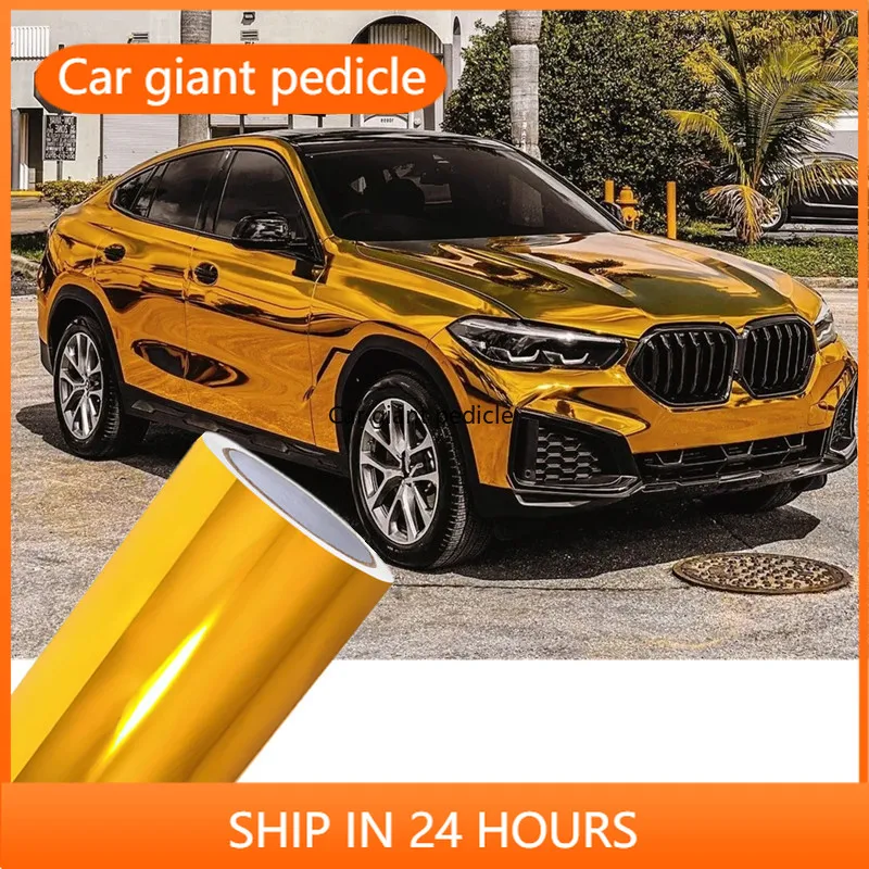 

Mirror chrome finish Glossy Chrome Gold Vinyl Wrap vinyl film for vehicle coating Suitable for car vinyl stickers Bubble