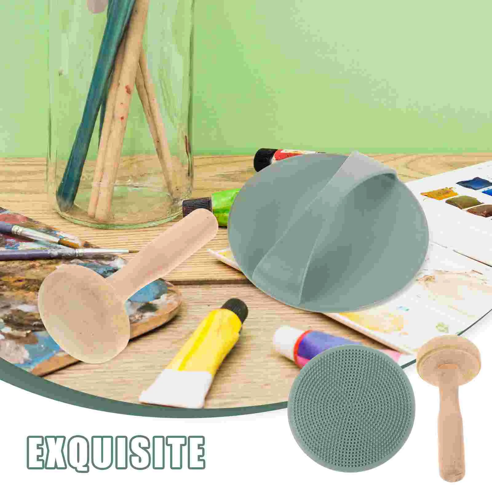 Printmaking Tool Set Rollers Craft Mat Painting Engraving Mats Wooden Plate Child Printing Ink Rubbing Mushroom