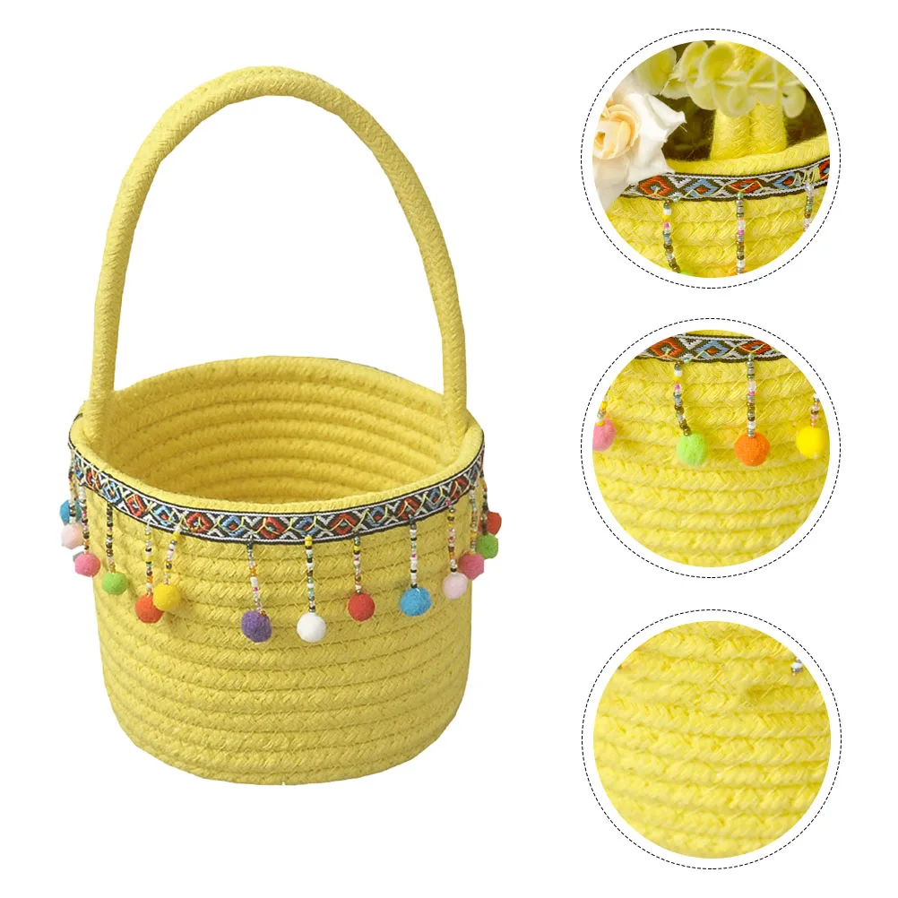 

Cotton Rope Basket Woven Storage Small Hanging Flower Decorative Jute Laundry Room Vase Container Home Storage Display