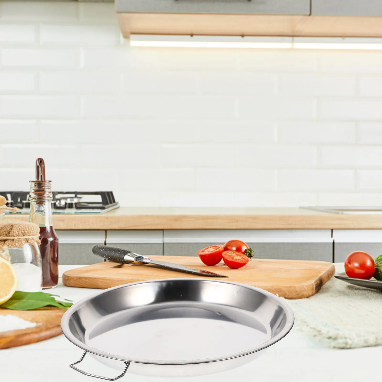 

2 Pcs 23cm 25cm Stainless Steel Round Plates for Steaming Fish Baking Multi purpose Kitchen Food Serving Storage Dish