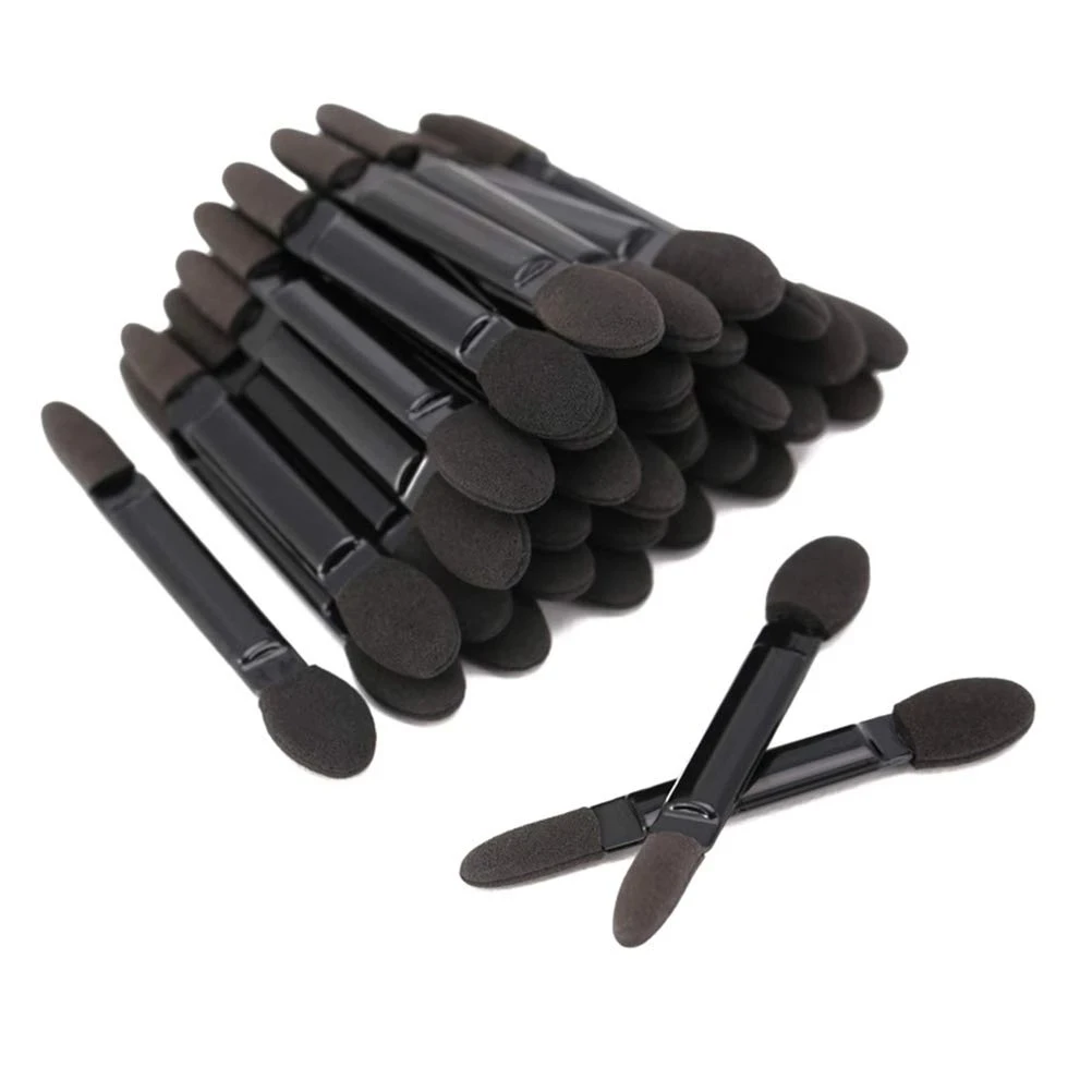 100pcs Disposable Eyeshadow Brushes Dual Sided Sponge Nylon Sets & Kits Eye Shadow Brushes Makeups For Cosmetic Applicator Black