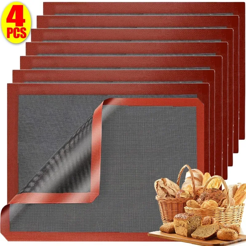 1/4PCSซิลิโคนเสื่ออบNon-Stickเตาอบคุกกี้ขนมปังBBQ Grill Padสูงอุณหภูมิห้องครัวBakewareอุปกรณ์เสริม