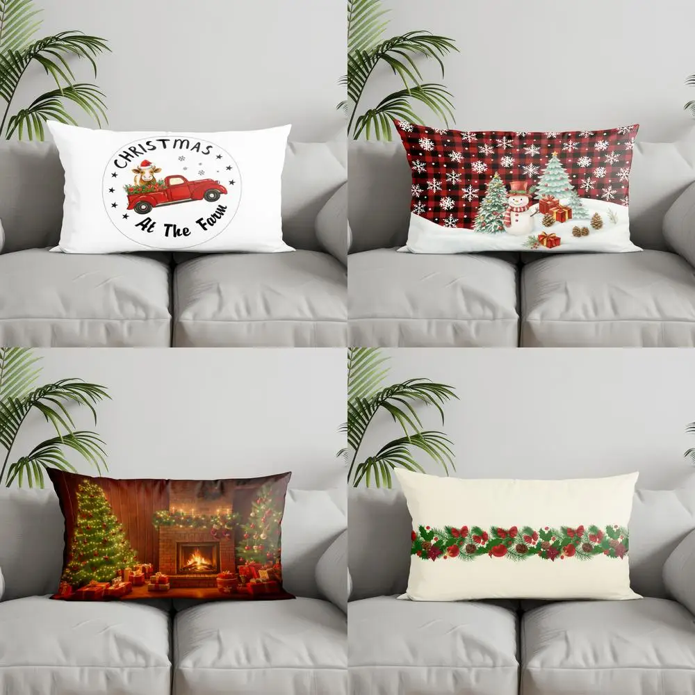 ديكور المنزل عيد الميلاد في المزرعة وسادة مناسبة للأريكة غرفة نوم غطاء وسادة السيارة وسادة الظهر المستطيلة #1