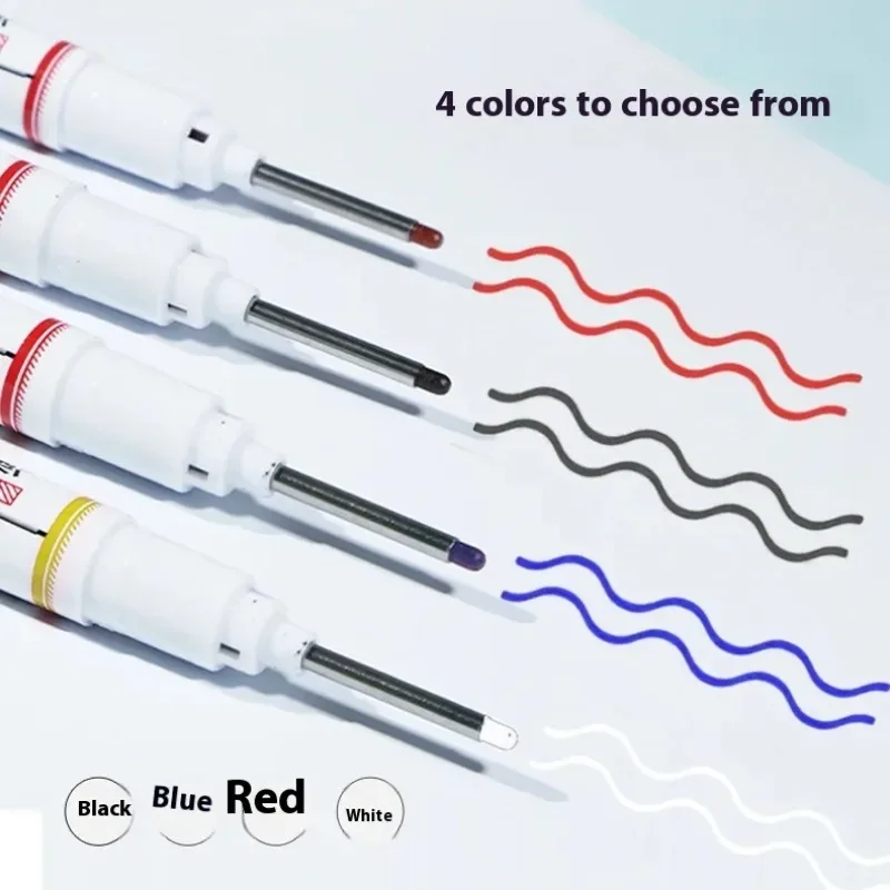 4/12 Pcs Waterproof Long Head Markers Deep Hole Marker Pen for Metal Carpenter Red/Black/Blue/Green Ink Woodworking Tools Marker image 4