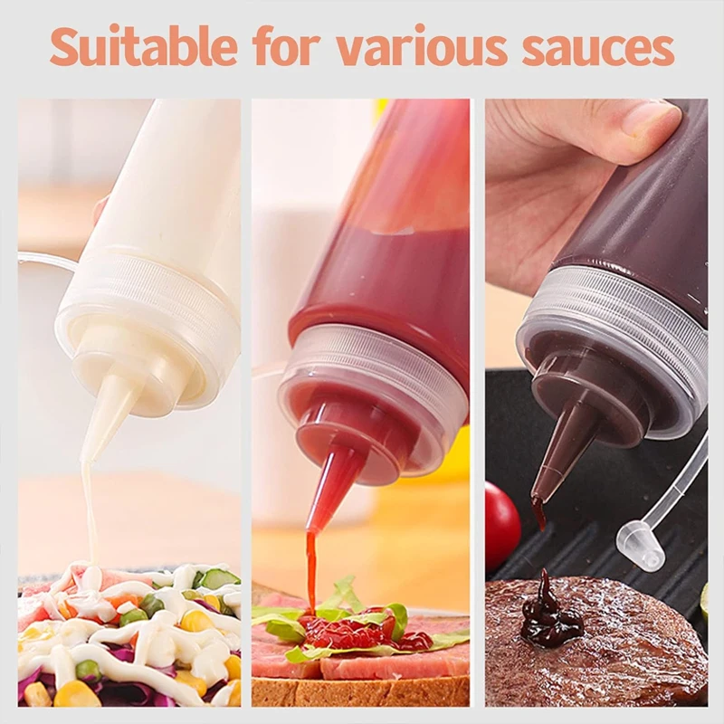 1PCS Condiment Squeeze Bottles Plastic Squeeze Squirt Bottle for Ketchup BBQ Sauce Olive Oil Bottle Kitchen Accessories