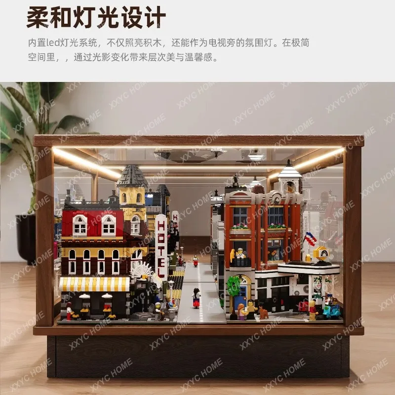 XX Universal transparent display box, light and dust-proof storage box, large-capacity solid wood coffee table
