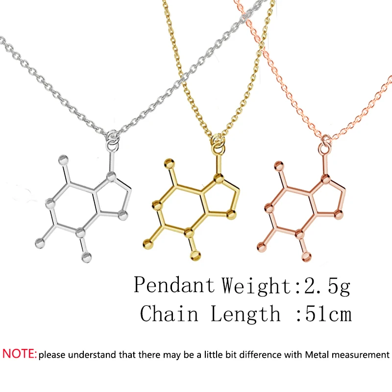 Chocolate Necklace Science Jewelry Chemistry Molecule Pendants  Fashion Ladies Women With 50 Cm Link Chain Valentines Gifts