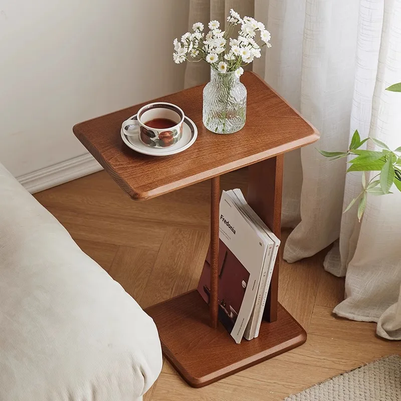 

Solid Wood Edge Table, Household Bedroom, Bedside Table, Black Walnut Color, Living Room, Sofa Edge Cabinet