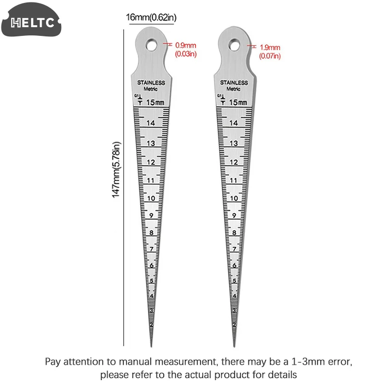 1pc Feeler Gauge Taper 1-15mm Steel Taper Gauge Feeler Inner Diameter Ruler Gap Hole Measuring Tool For Gap Taper Aperture Scale