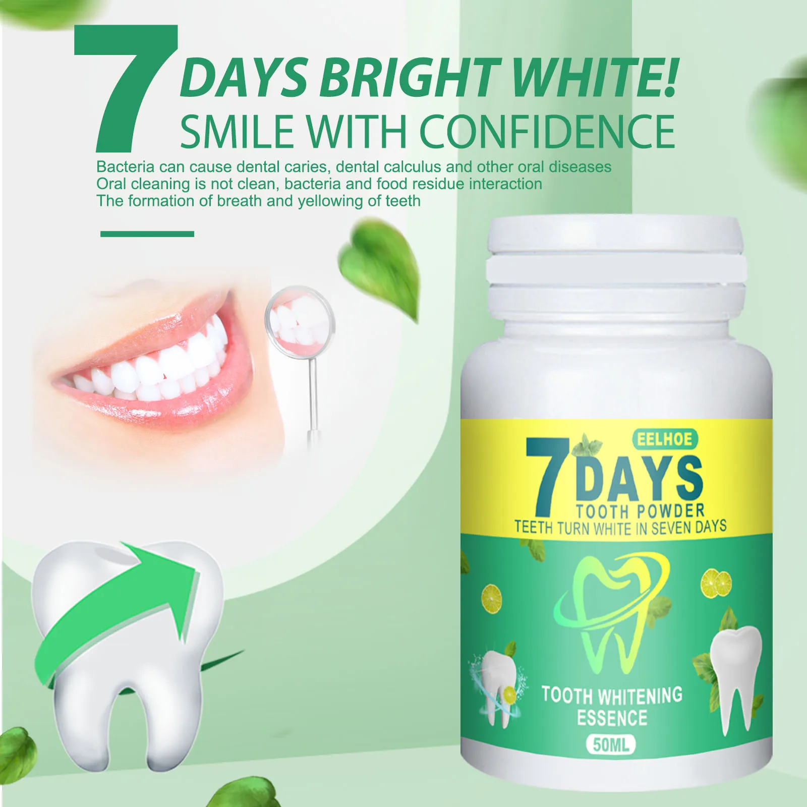 5 Days Whitening Tooth Powder Remove Yellow Stains Dental Bleaching Oral Hygiene Cleaning Fresh Breath Brighten Teeth Care Tools