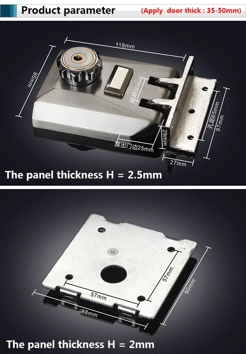Security Lock 6 Keys Door Lock Strong Deadbolt Home Security Universal Stainless Steel Exterior Anti-theft Wooden/Iron Door Lock