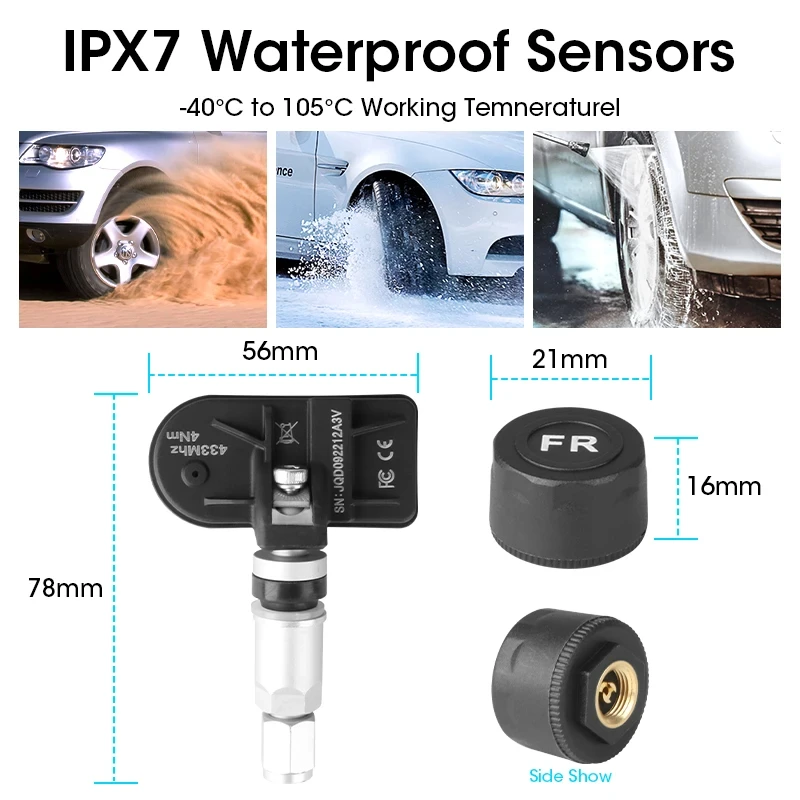 Universal USB Android TPMS Car Tire Pressure Alarm Monitor System For Navigation Player Temperature Warning Sensors Tire Gauge ﻿