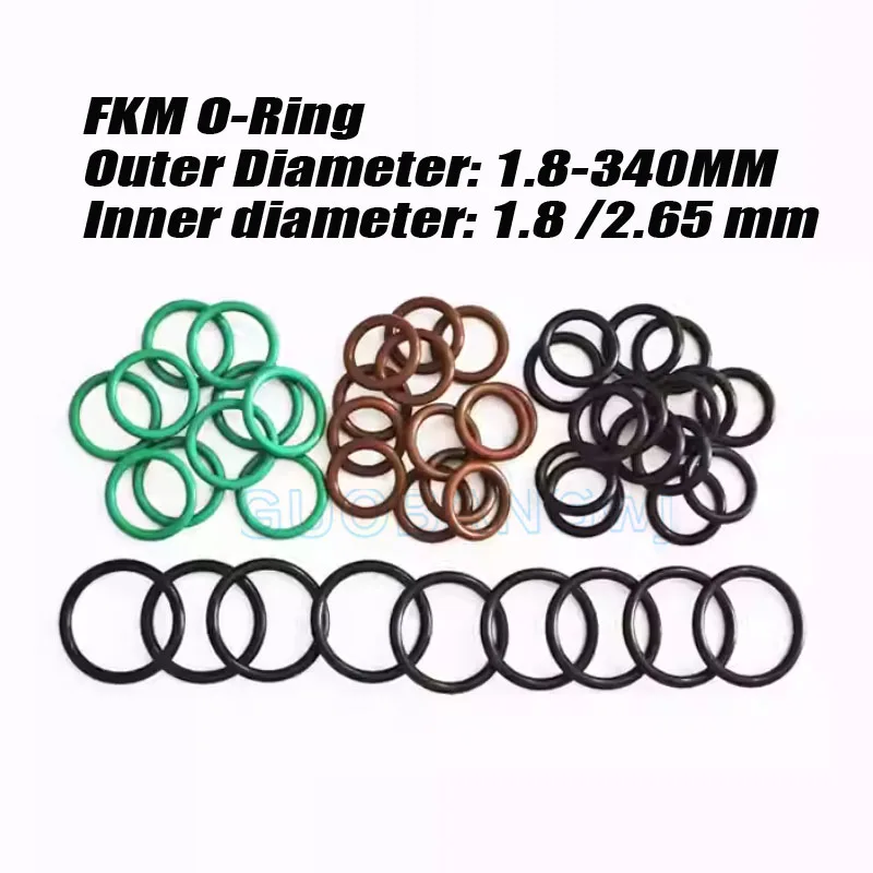 

FKM O Ring CS1.8/2.6 OD1.8-340mm Green Fluorine Rubber O Ring Sealing Gasket Insulation Oil High Temperature Resistance Fluorine