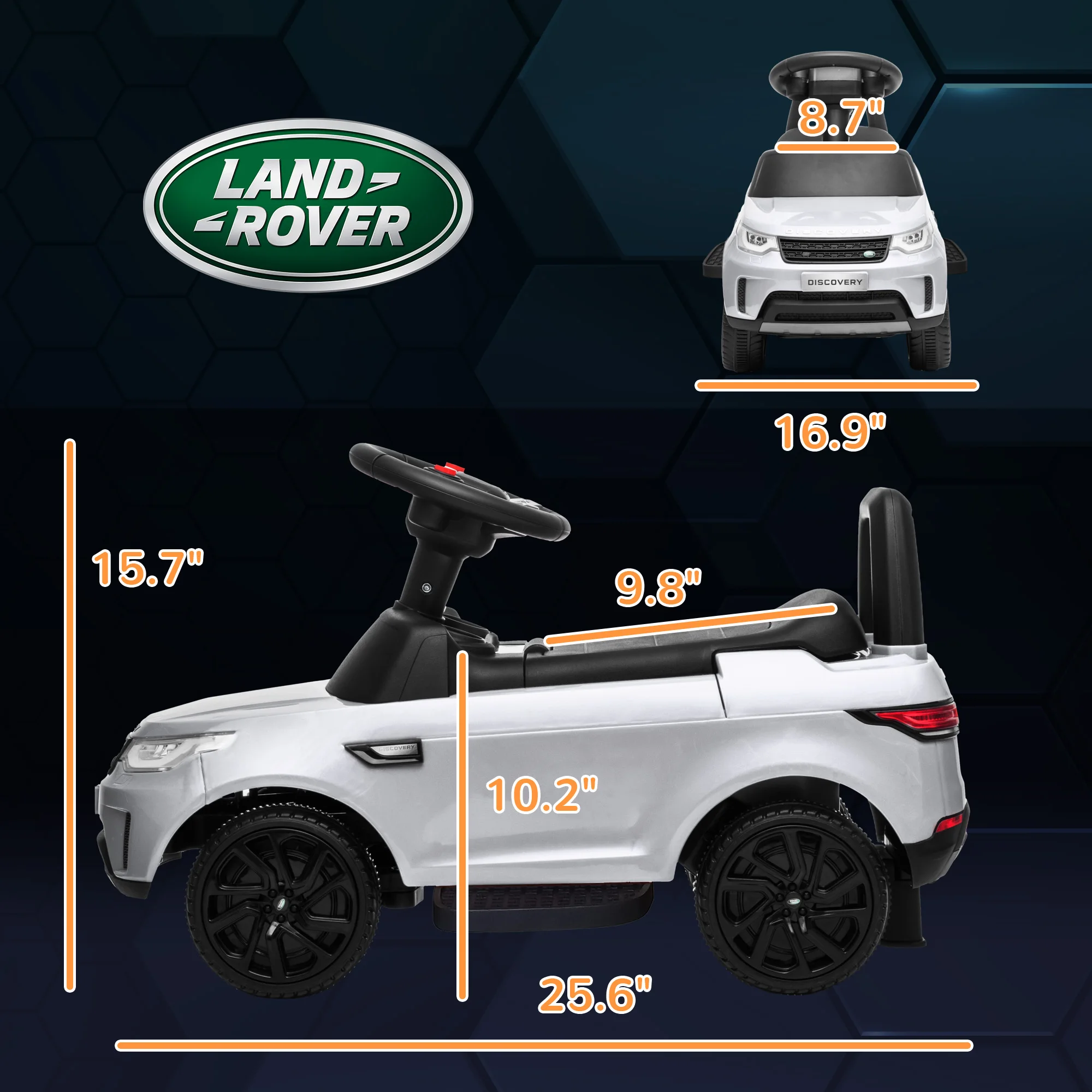 Qaba 2-in-1-Land Rover-lizenziertes 6-V-Fahrauto, Schiebeauto, Weiß