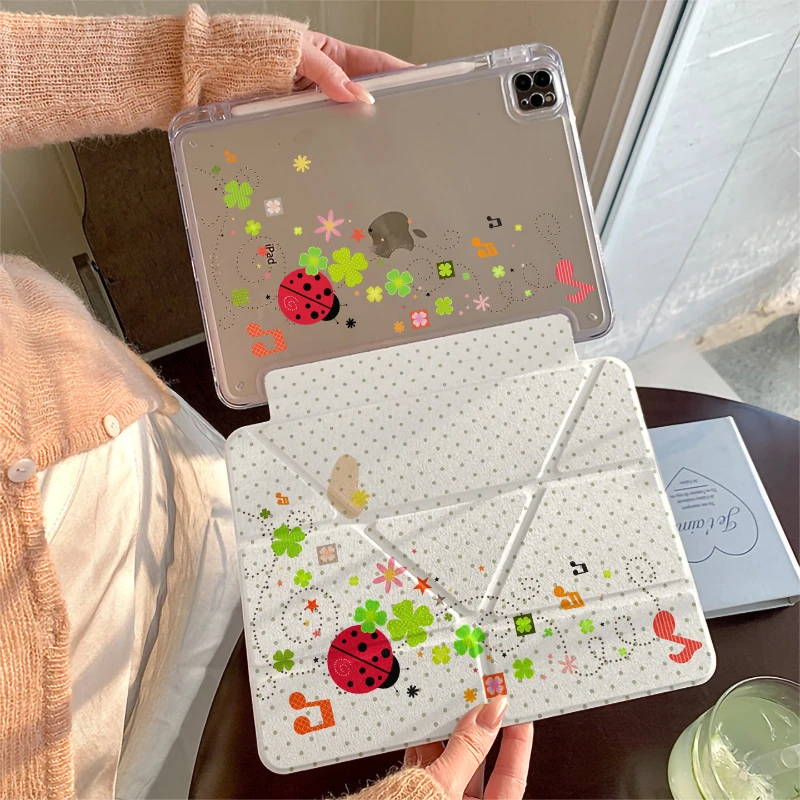 Funda para Tablet Ins Lucky Clover para iPad Pro 11 12.9 13 A16 M2 M4 M3 M5, Carcasa para 8.3 9.7 10.2 5/6/7/8/9/10/11th Mini Air 3 4 5 6