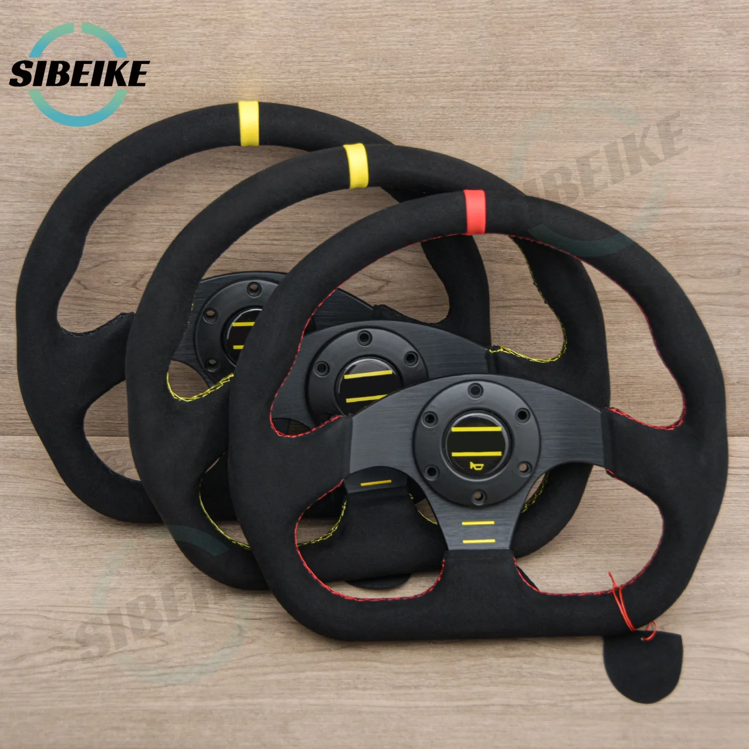 JDM 320mm Suede Leather Steering Wheel Flat Dish Modified Racing Sports Steering Wheel