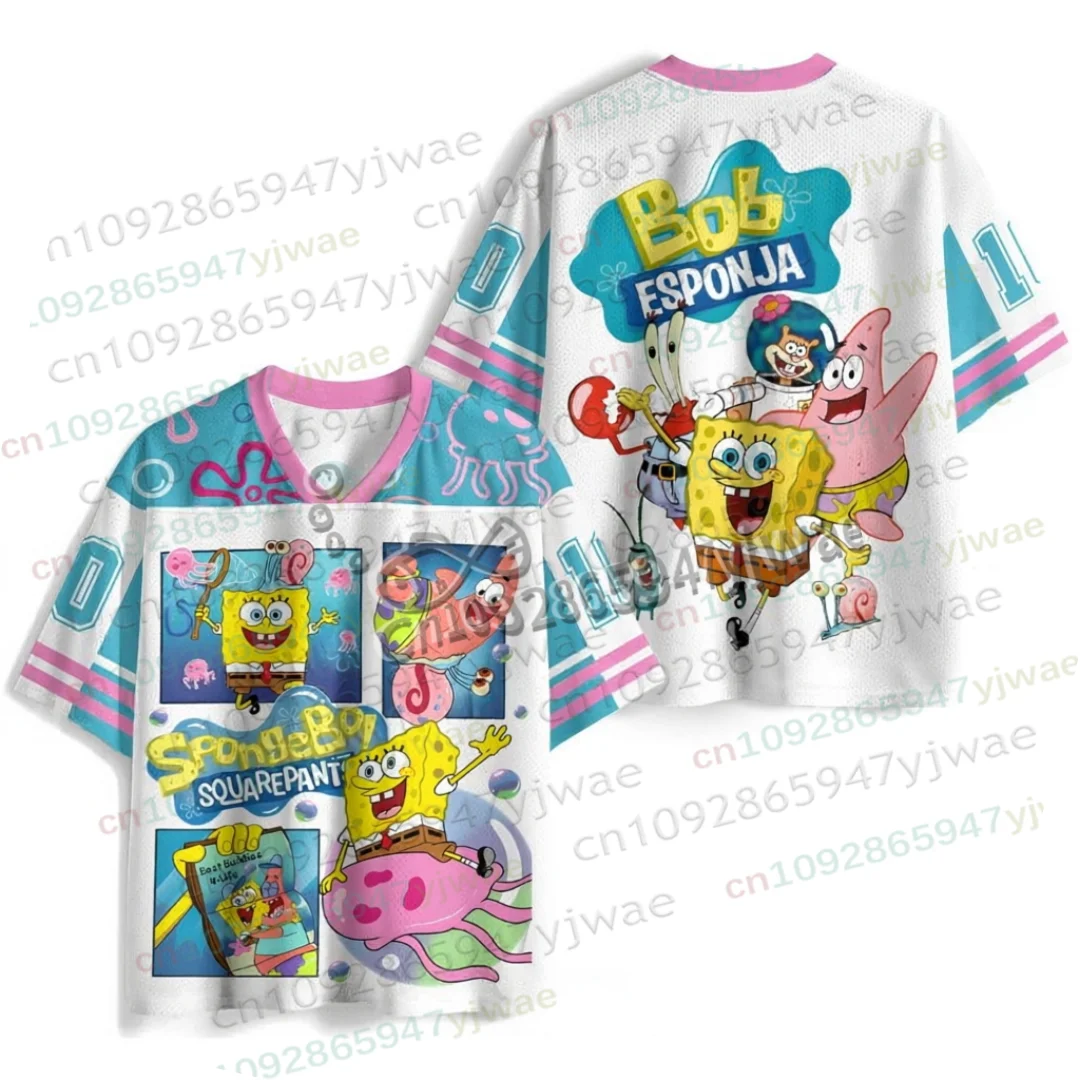 Autumn New Men's Women's Short Sleeve TShirt Squidward Cartoon Print Quick drying V-neck Casual Streetwear Harajuku Sport Tshirt