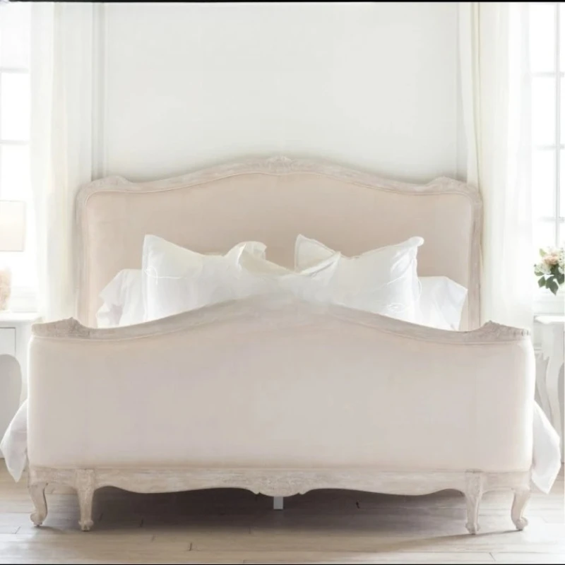 

Кровать из цельного дерева в американском стиле Ja, двуспальная кровать, большая кровать в главной спальне, простая и современная