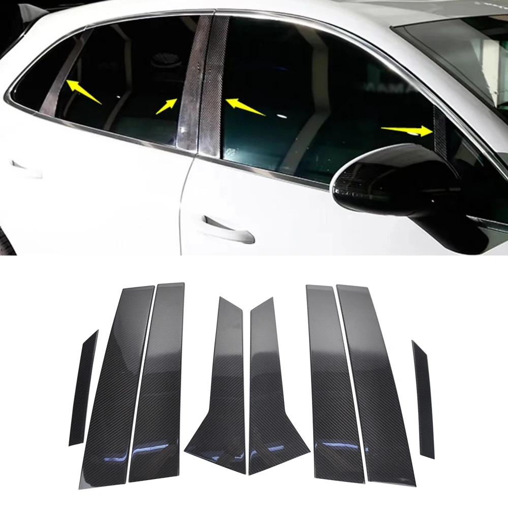 

Настоящие углеродное волокно, автомобильные стойки, молдинги для окон и дверей, накладки для Porsche Macan 2014-2022, автомобильные внешние аксессуары