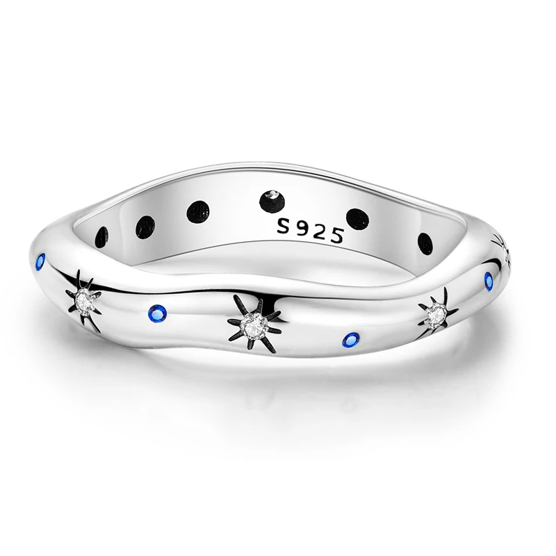 New Ring 925 Sterling Silver Starry Galaxy Rings For Women Girls Birthday Anniversary Jewelry Gifts