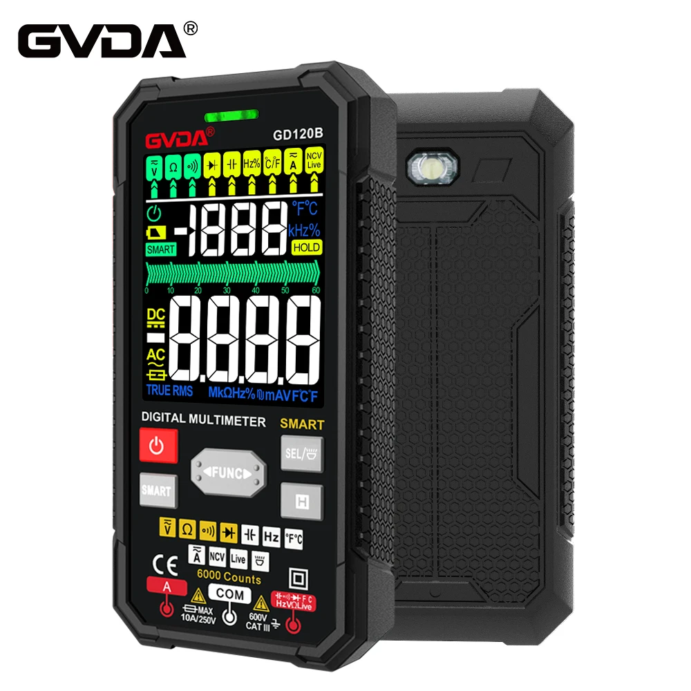 GVDA inteligentny multimetr Auto Range True RMS NCV DC AC tester napięcia automatyczny woltomierz pomiar temperatury cyfrowy multimetr