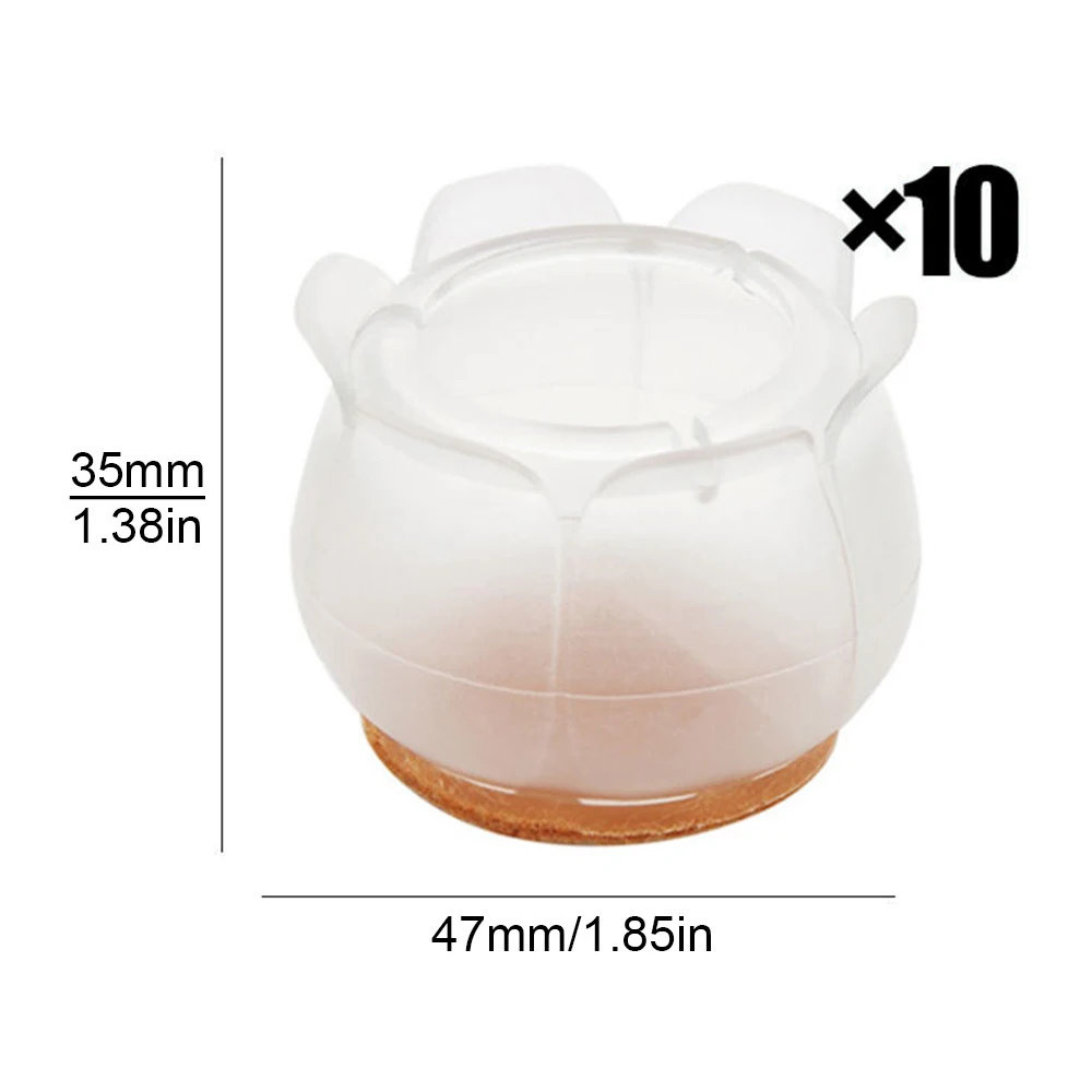 10pcs Thicken Furniture Silicone Protection Cover With Felt Pad Non-slip Table Chair Leg Caps Floor Protector Tables Feets Cover