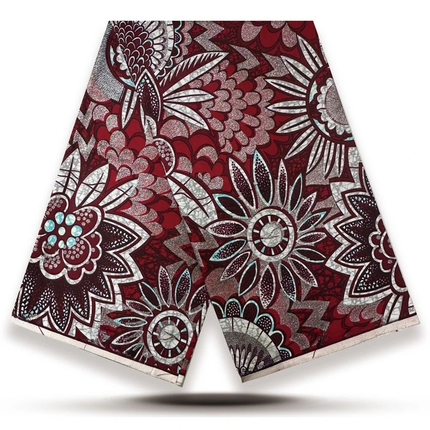 

2025 африканская ткань Grand Glam с блестками золотого воска, 100% хлопок, мягкая ткань Анкара для шитья свадебного платья, 6 ярдов, воск Y-5-717-3-1