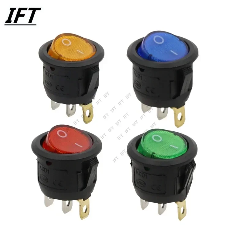 

10Pcs KCD1 12V / 220v ON/OFF 20mm Round Rocker Switch LED illuminated Car Dashboard Dash Boat Van With light