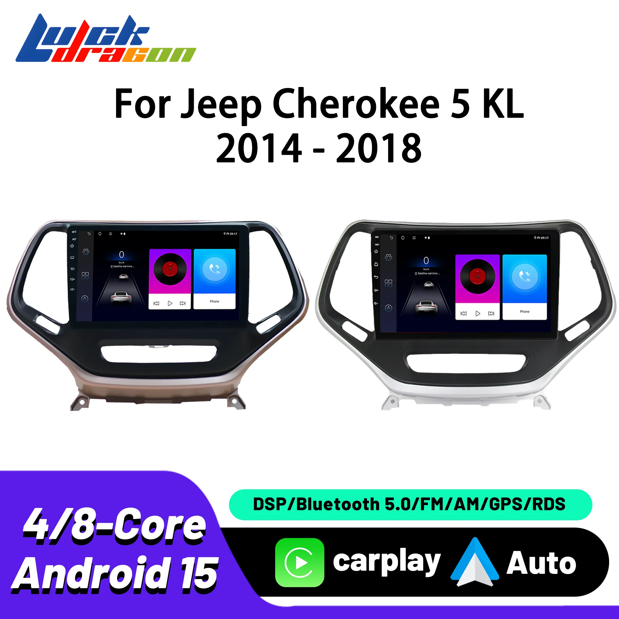 

Carplay Android Auto Car Radio For Jeep Cherokee 5 KL 2014-2018 GPS Navigation DSP FM Multimedia Stereo Player BT HD IPS Screen