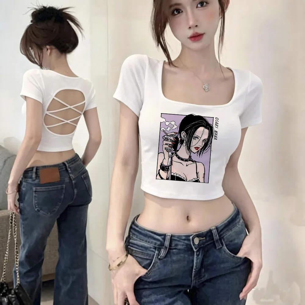 Nana Anime crop top girl goth manga harajuku dollette emo t shirt baddie manga goth streetwear anime