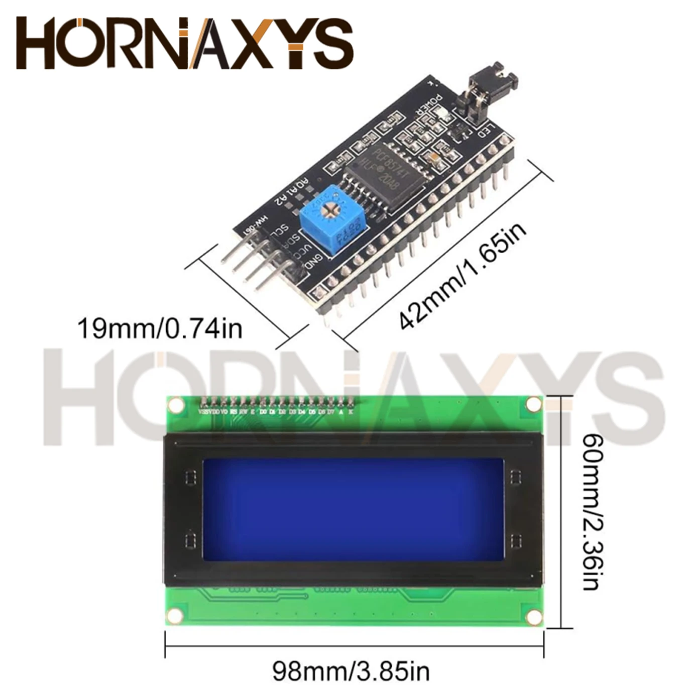 Módulo adaptador de interfaz de serie IIC para Arduino, LCD2004 + LCD2004 I2C, 20x4, 2004A, caracteres de pantalla azul y verde