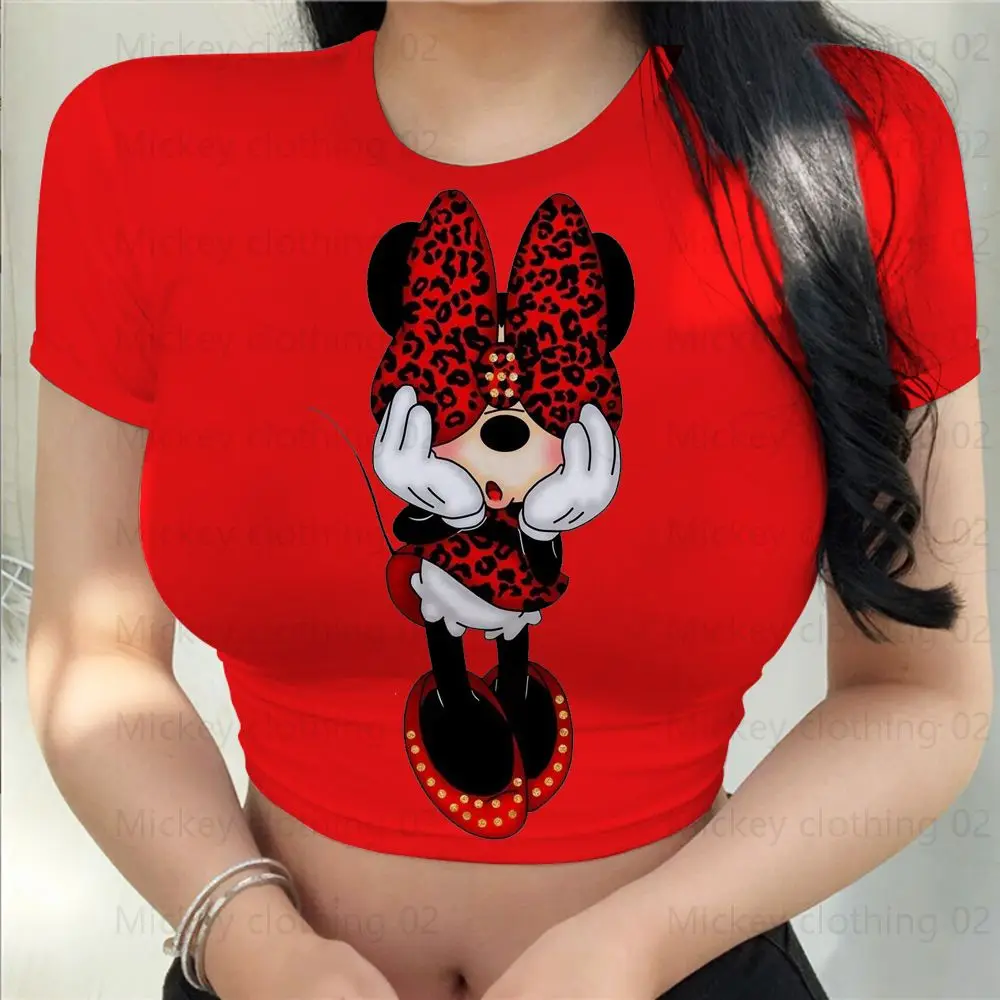 Summer Disney Minnie Mouse Women\'s Sexy T-Shirt 3D Print Retro Fashion Party T-Shirt College Night Club Oversized T-Shirt 2024