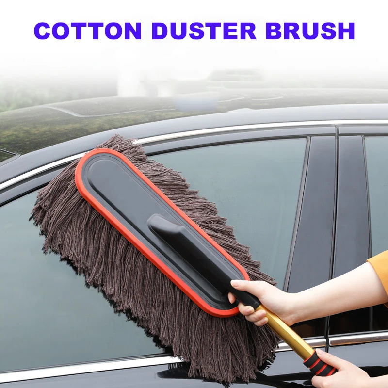 Microfiber Car Duster Exterior Cotton Wax Brush Scratch Free with Extendable Telescoping Handle Dusting Removal Mop Bristles