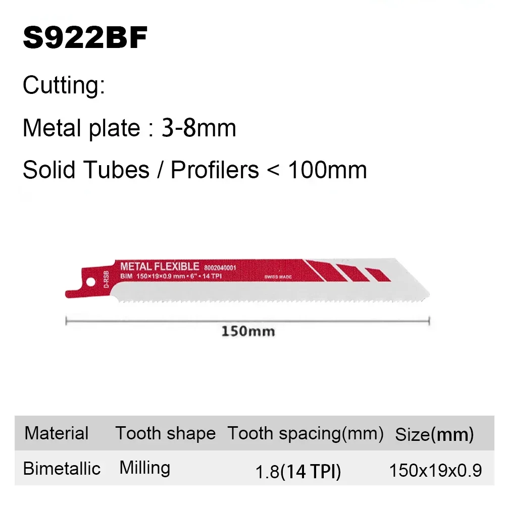 Devon Reciprocating Saw Blade S922BF S711DF 6Inch S1122BF 9Inch S1411DF 12Inch Endurance for Thick Metal Cast Iron Alloy Wood