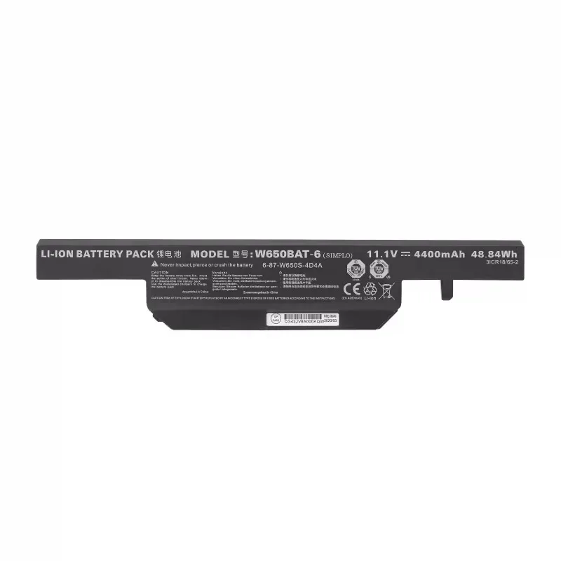 W650BAT-6 11.1V 4400mAh Li-ion Replacement Laptop Battery for HASEE K650D K610C K590C K710C Clevo W655SR W650SH Series Notebook