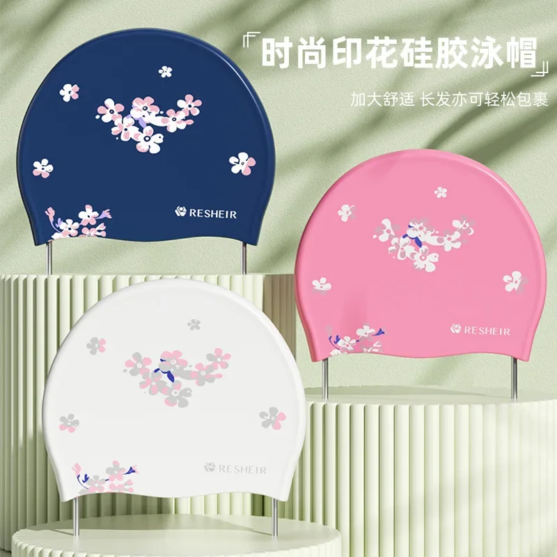 

Couple Style Silicone Swim Cap Waterproof Not To Strangle Head Professional Long Hair Enlarged Adults Swimming Pool Accessories
