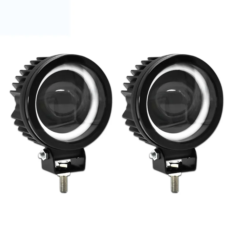 

60 Вт 6000LM Круглый светодиодный светильник «Ангельские глазки» 6000K/3000K Белый + желтый свет для мотоцикла Offroad Светодиодный рабочий свет-2 шт.