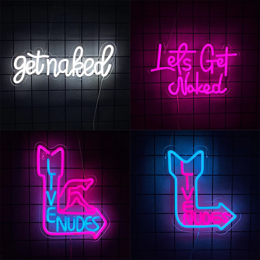 Get Naked Led Neon Sign, Letter Icon Wall Decor, Suitable For Bedroom Bathroom Bar Club Party Hotel Wall Lamp, Easy To Hang.
