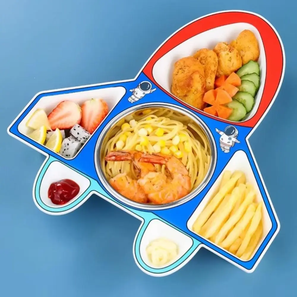 

Durable Airplane Car Shaped Dinner Plate Creative Cartoon 's Lunch Plate Compartment Detachable Feeding Food Tray Restaurant Use