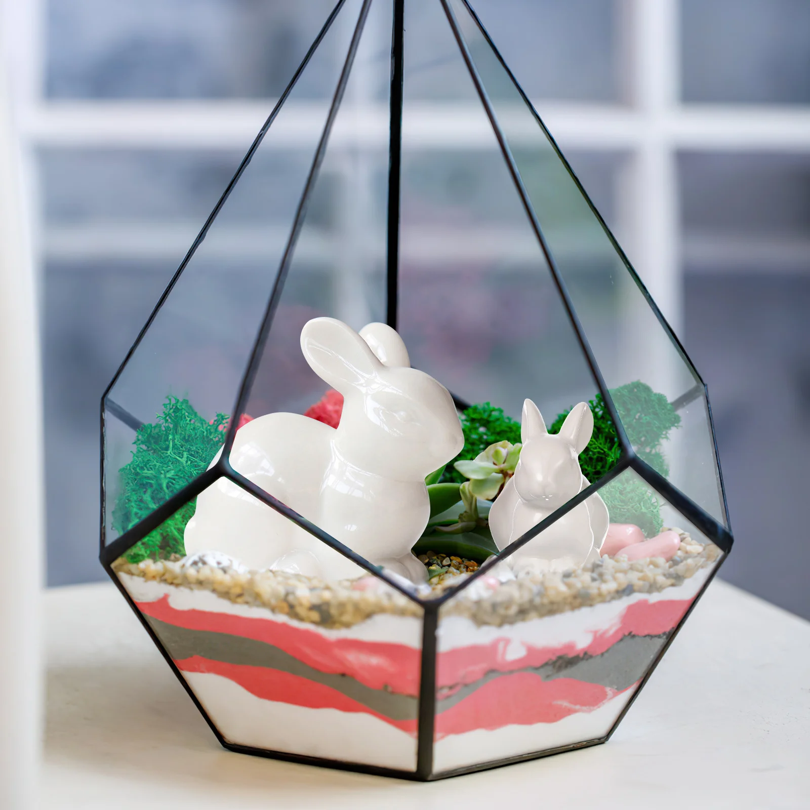 

3Pcs Miniature Rabbit Ceramics Craft Ornament Micro Landscape Succulent Moss Garden Decoration Gift Mini Rabbit