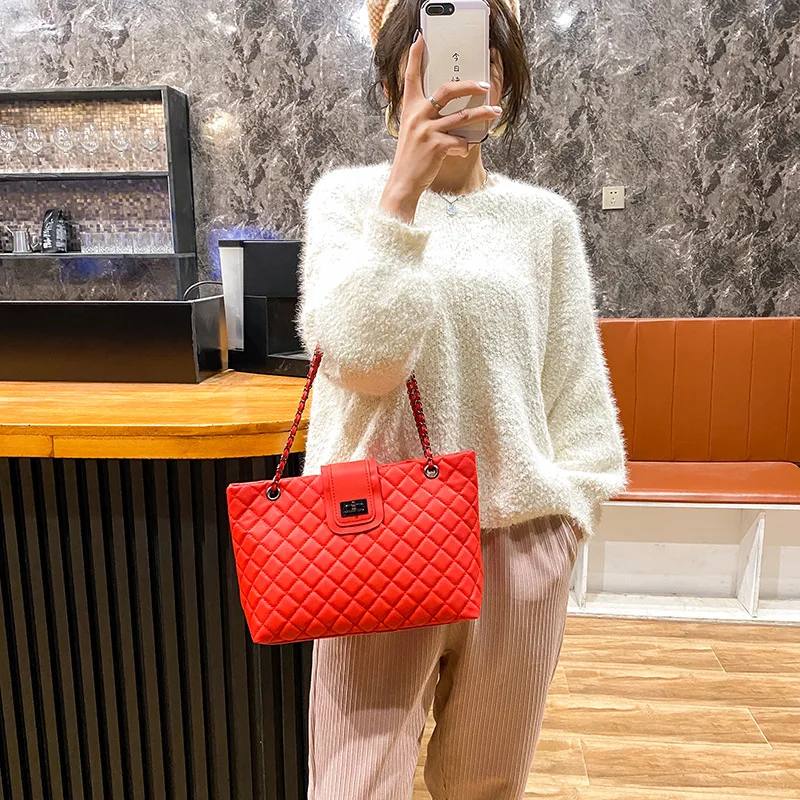 Autumn Winter Women Rhombus Embroidery Chain Bag New Fashion Casual Women Shoulder Crossbody Bag Tote Bags for Women